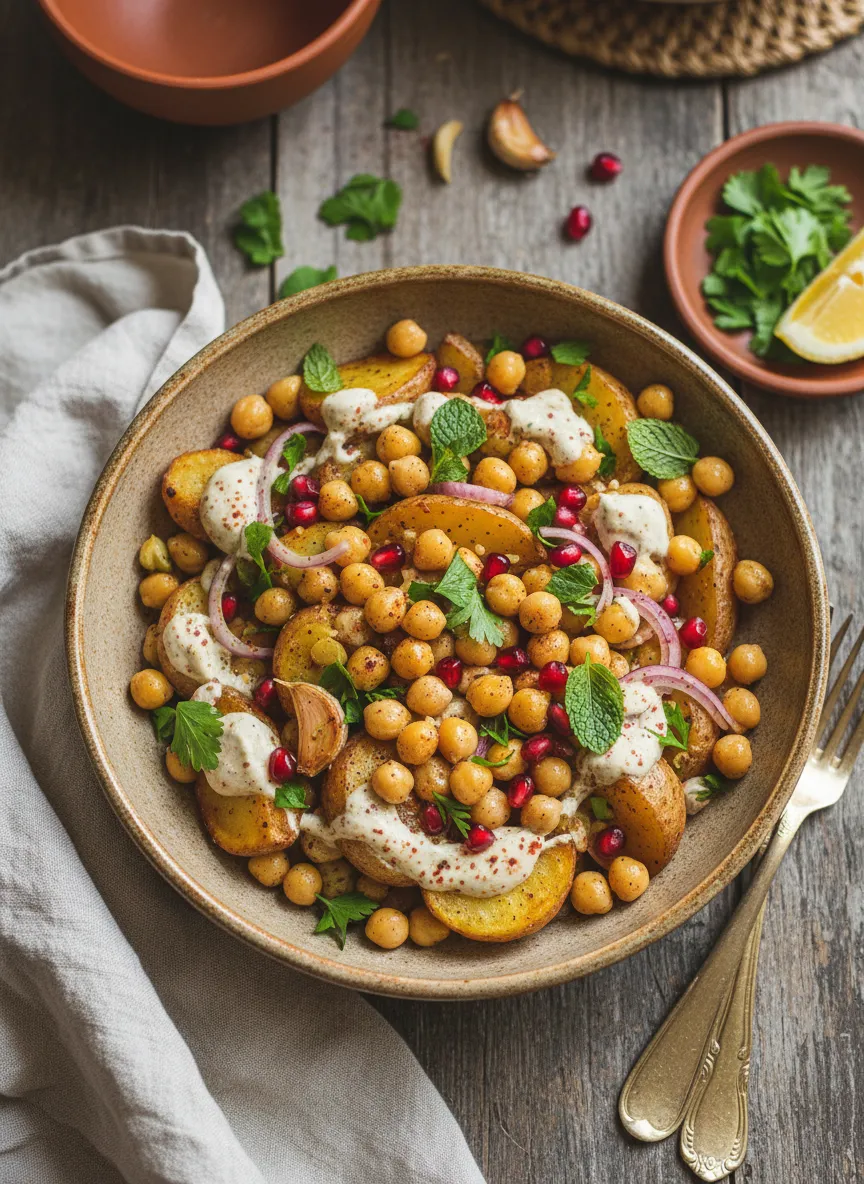 Ensalada de garbanzos y patatas de Oriente Medio