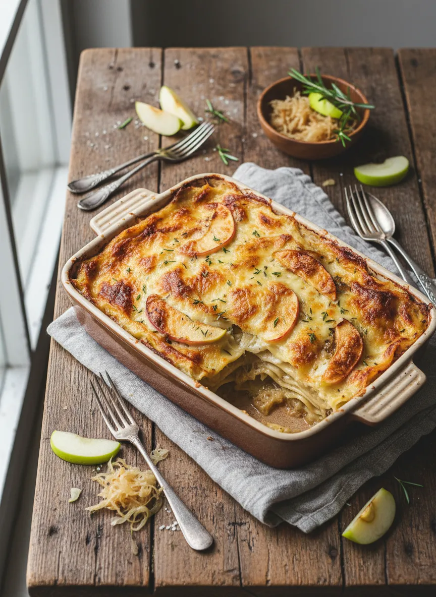 Lasaña de Chucrut y Manzana