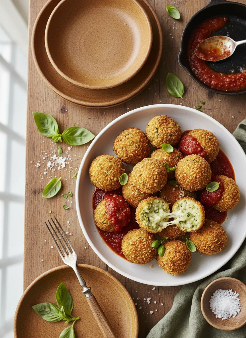 Arancini dorados de calabacín