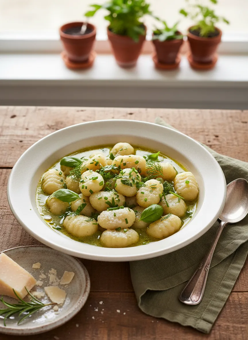 Ñoquis de patata con salsa de hierbas