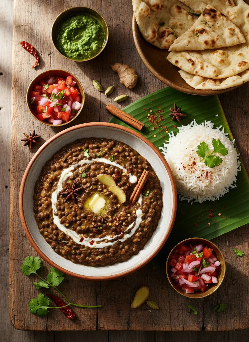 Dahl de lentejas negras estilo indio