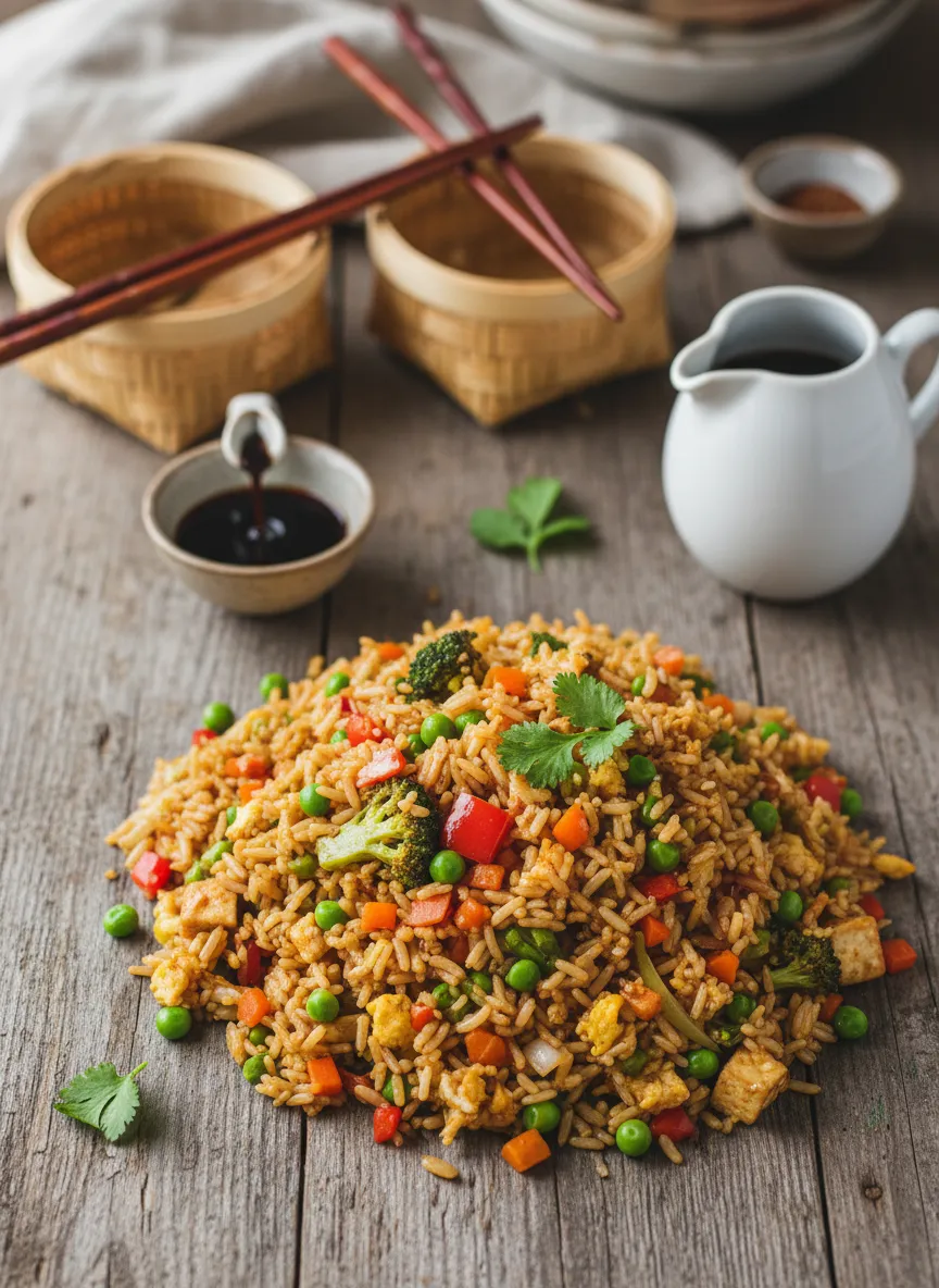 Arroz frito con verduras