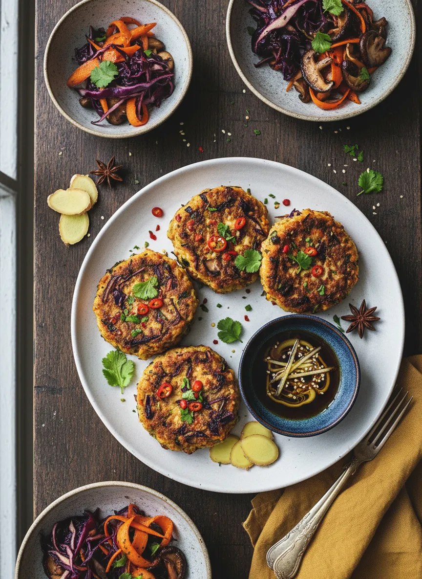 Hamburguesas especiadas de tofu y verduras