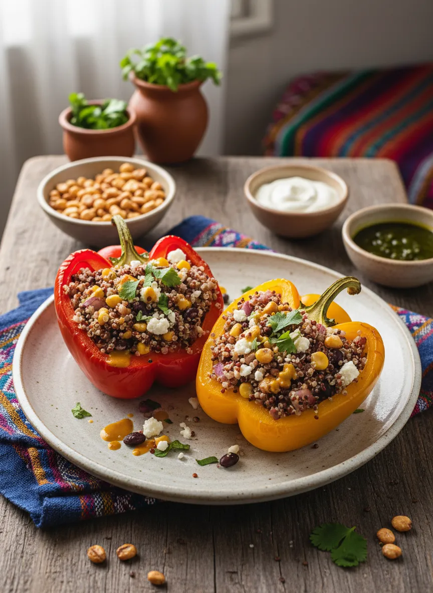 Pimientos rellenos de quinoa al estilo peruano