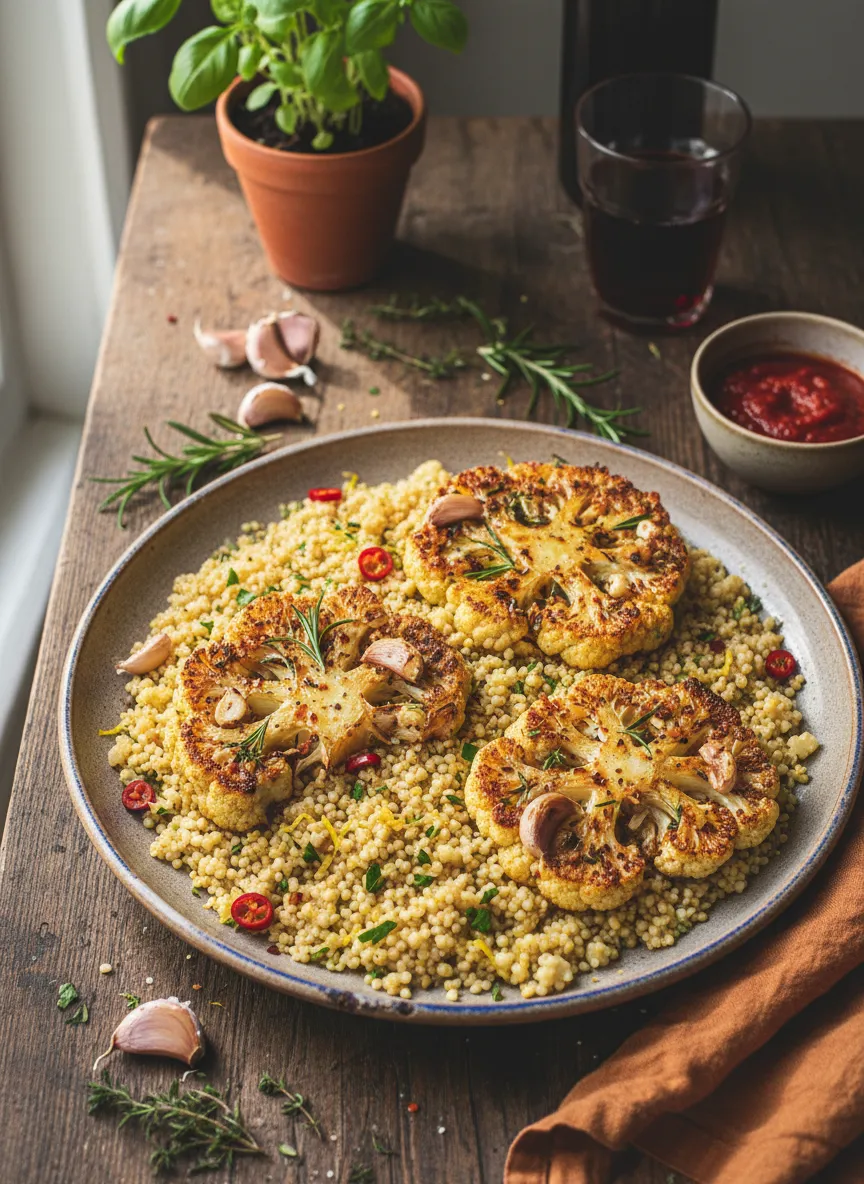 Filetes italianos de coliflor con mijo