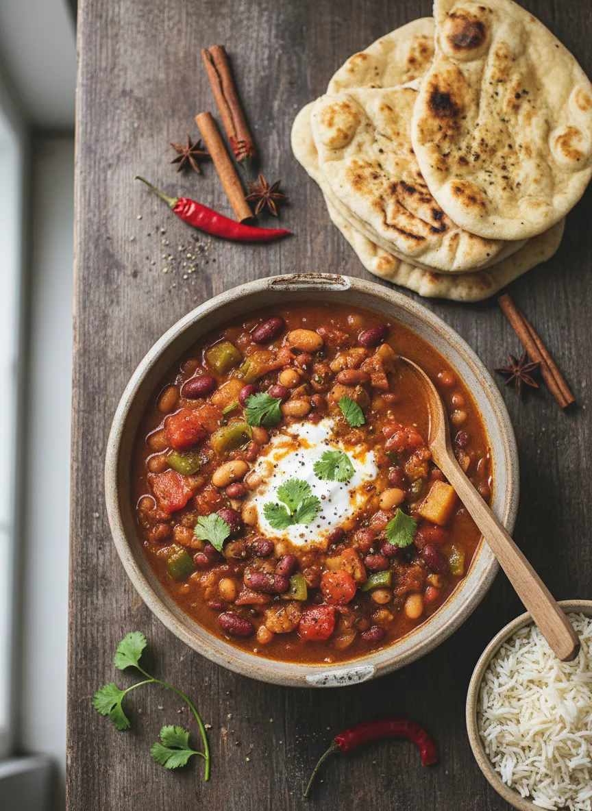 Guiso especiado de alubias y tomate