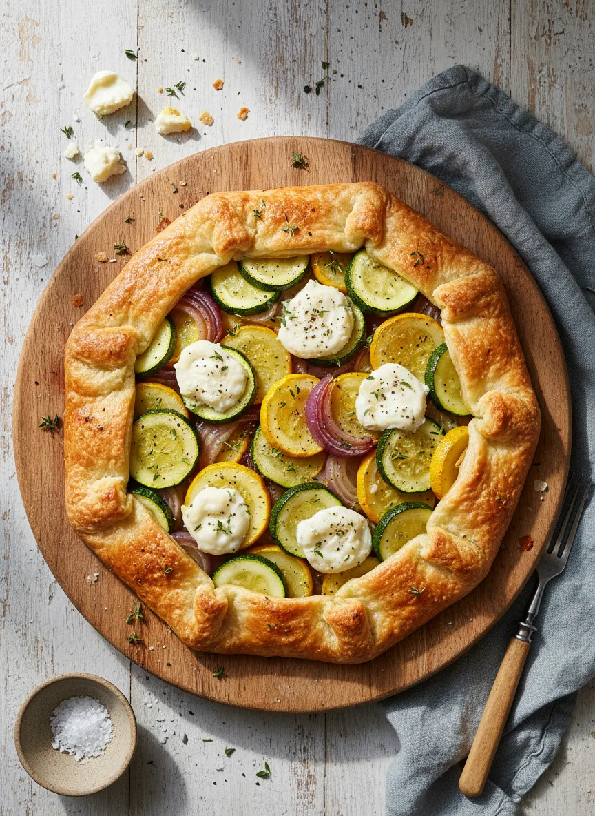 Galette de verduras asadas y queso de cabra