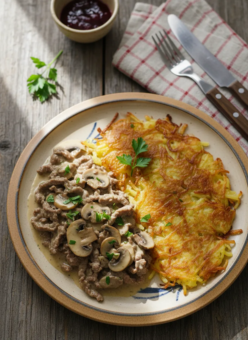 Zürcher Geschnetzeltes con Rösti