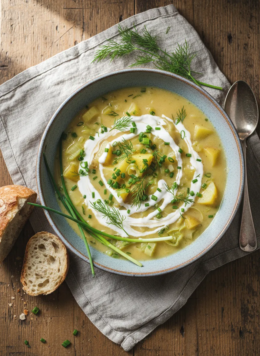 Sopa sueca de patata y puerro