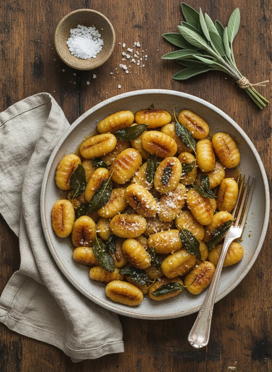 Ñoquis de patata italianos con mantequilla de salvia