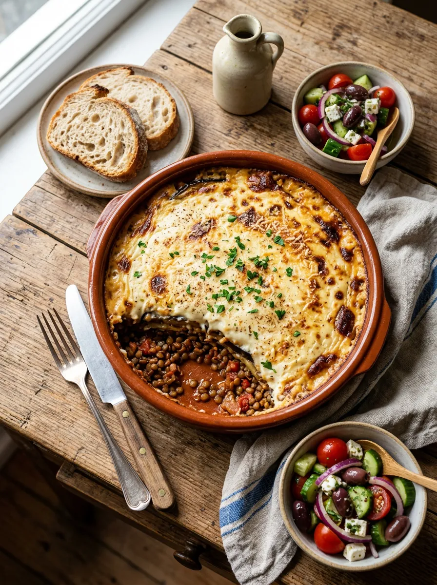 Musaka Vegetariana con Lentejas y Bechamel